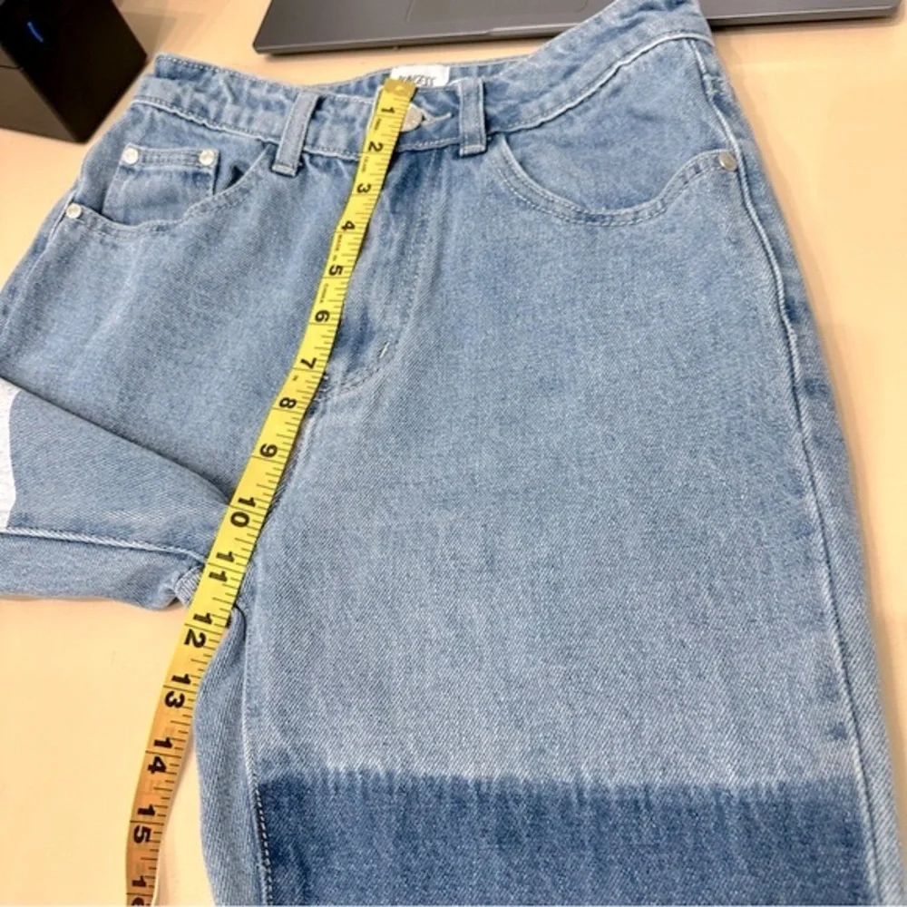 PRINCESS POLLY Cofield Mom Jeans Colorblock Patch High Waist Straight Leg Size 2